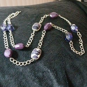 Purple and Navy Gemstone Necklace
